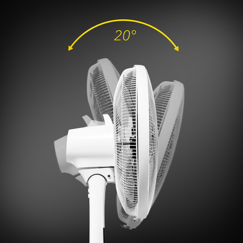 Angle d’inclinaison de la tête du ventilateur réglable jusqu’à 20°.