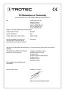 Déclaration de conformité chauffage radiant IR 2500 S (INT)