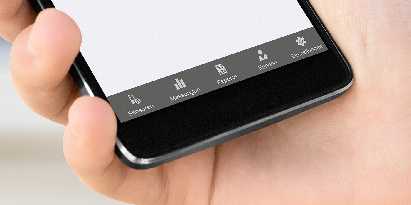 Die Menü-Tabs der MultiMeasure Mobile App