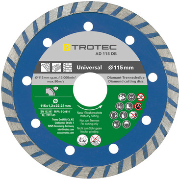 Disques diamant pour le béton, le clinker, le granit et les carreaux (AD 115 DB)