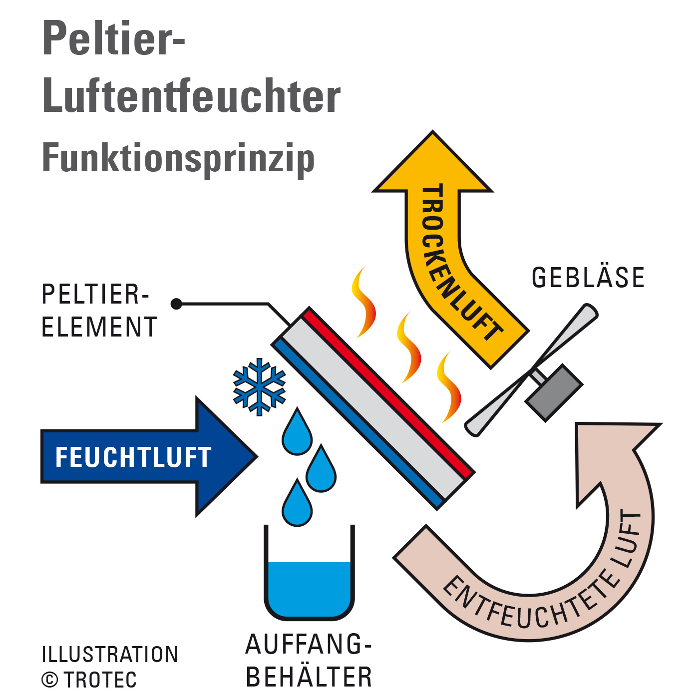 Funktionsprinzip Peltier-Luftentfeuchter