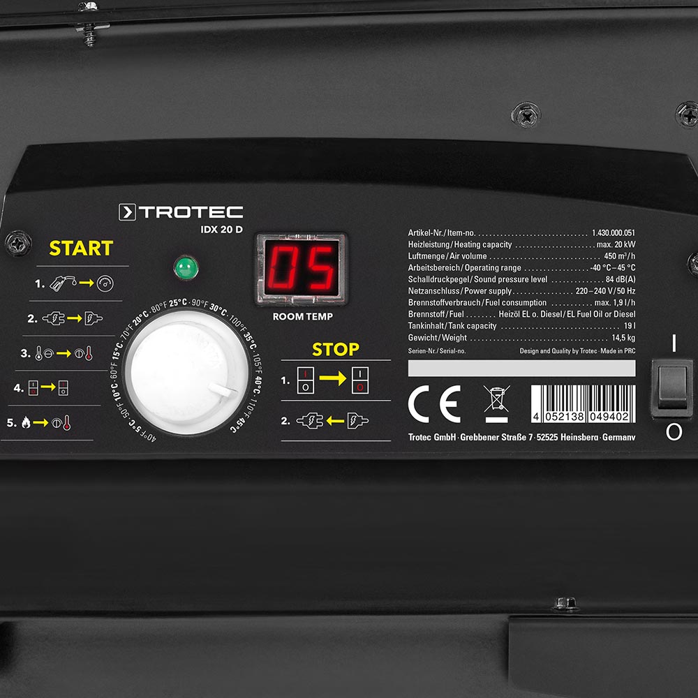 IDX 20 D – quadro di controllo