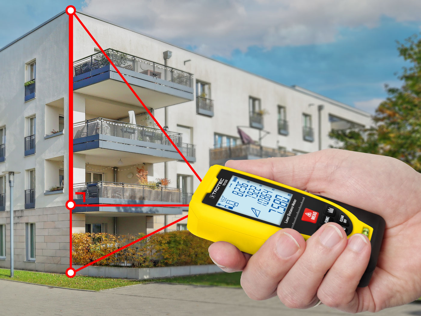 Le TD120 permet de calculer automatiquement les hauteurs. Même le calcul indirect des hauteurs ou des hauteurs partielles s’effectue rapidement