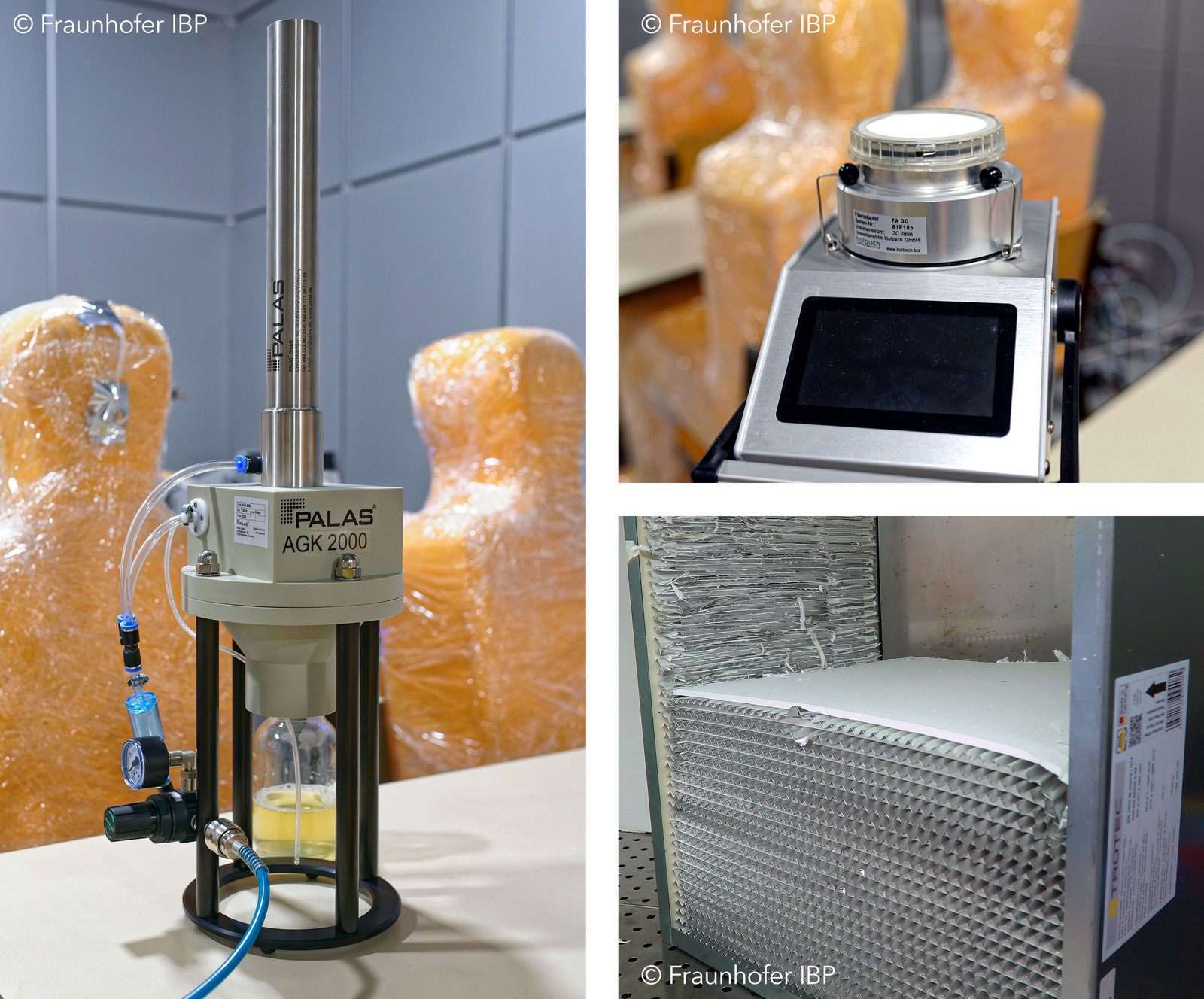 Phagen-Aerosolisierung, mikrobielle Probenahme und Aufbereitung des H14-HEPA-Filters von Trotec