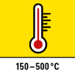 Réglage de la température de 150 °C à 500 °C