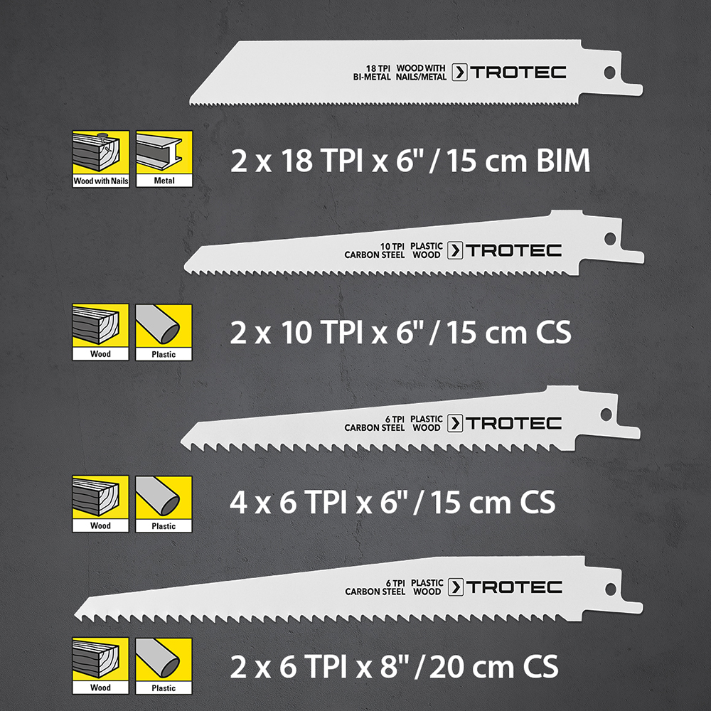 Set acier au carbone de 10 pièces