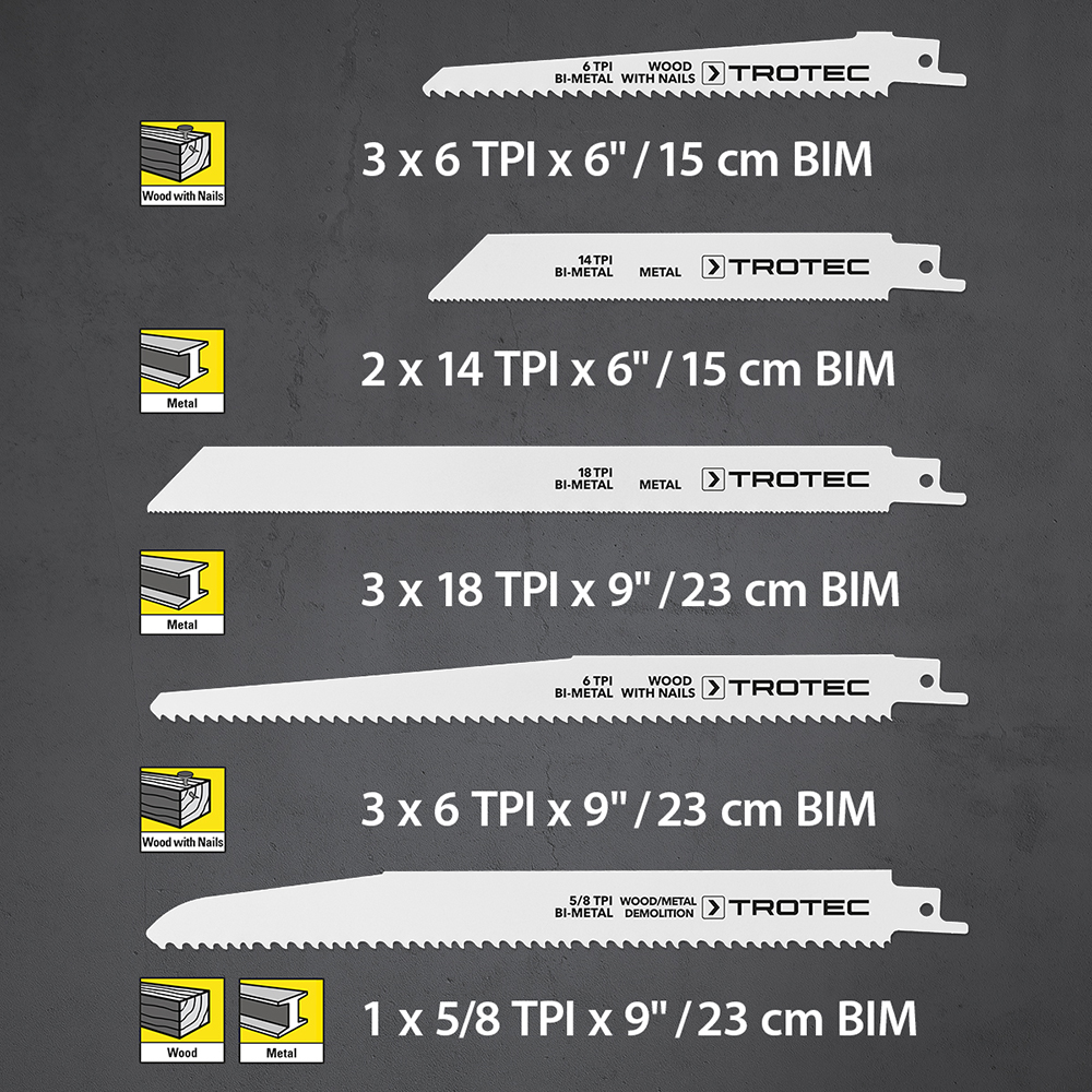 Set de 12 lames pour scie sabre
