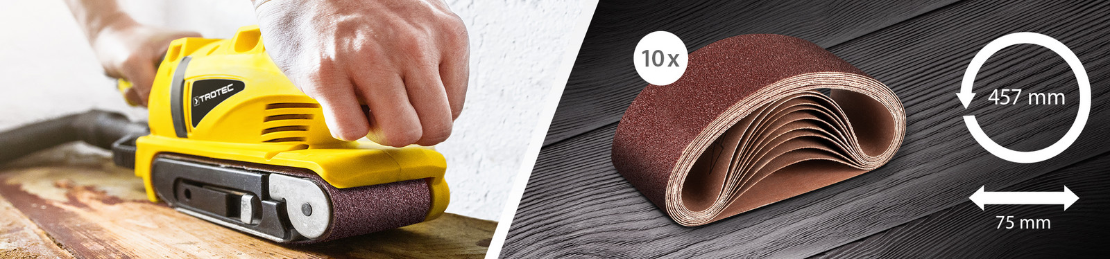 Set de bandes abrasives papier (457 x 75 mm)