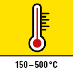 Temperatureinstellung 150 °C – 500 °C