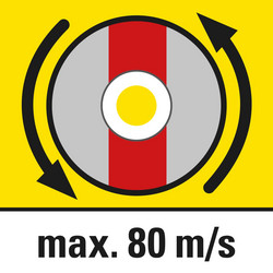 Umfangsgeschwindigkeit max. 80 m/s