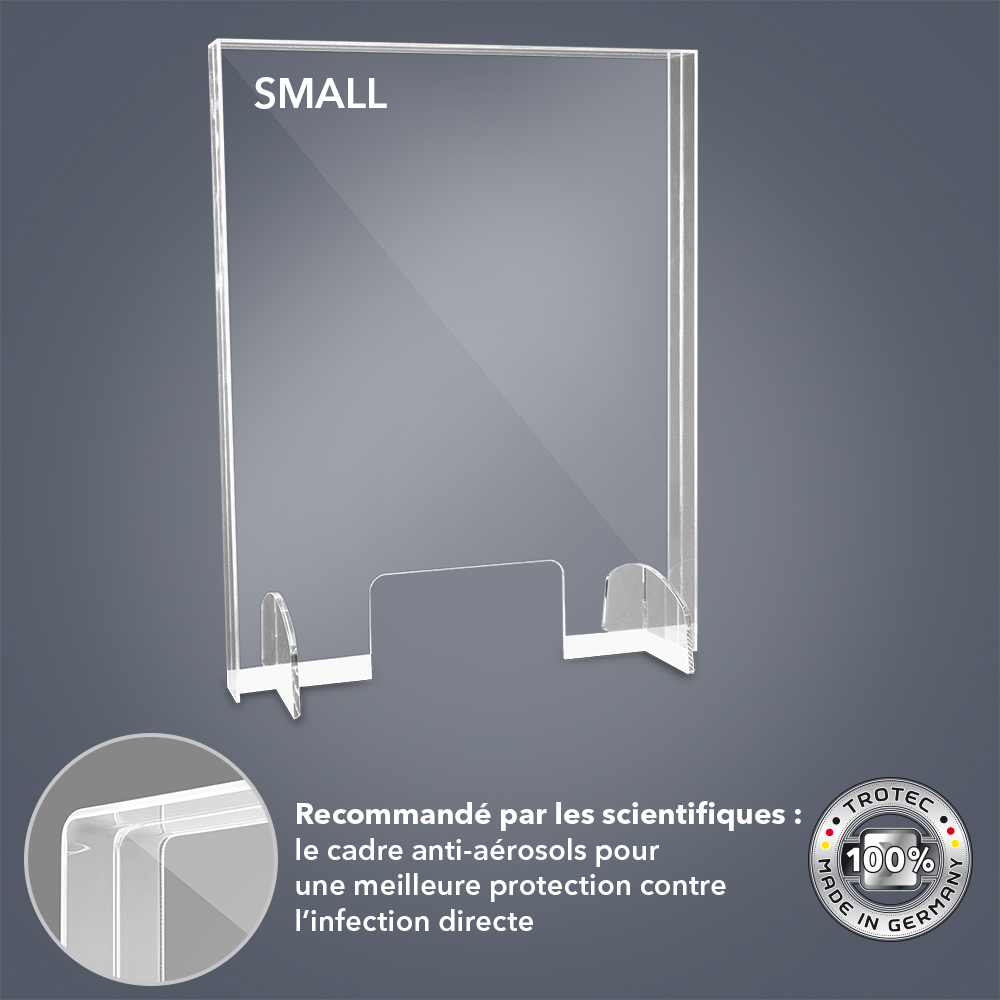 Vitre de comptoir acrylique avec cadre de protection anti-aérosols